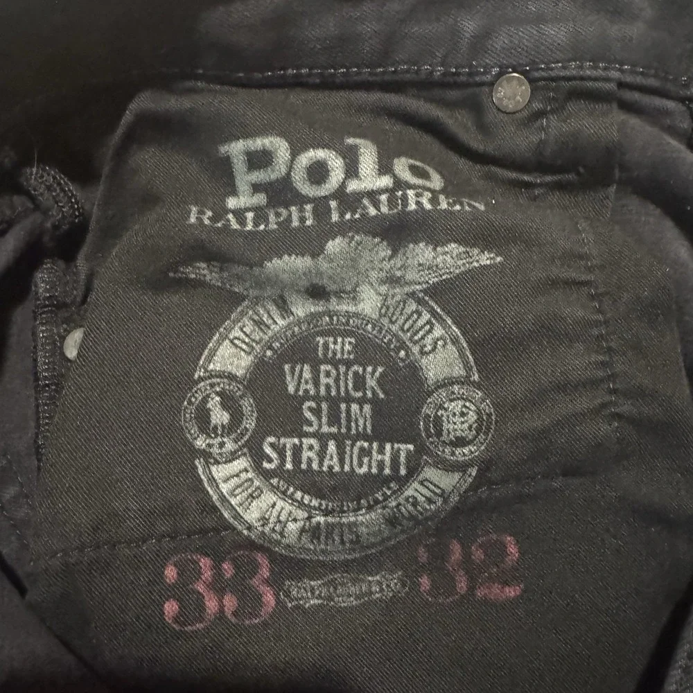 Polo Ralph Lauren The Varick Slim Straight Black Jeans Mens Size 33x32 Denim